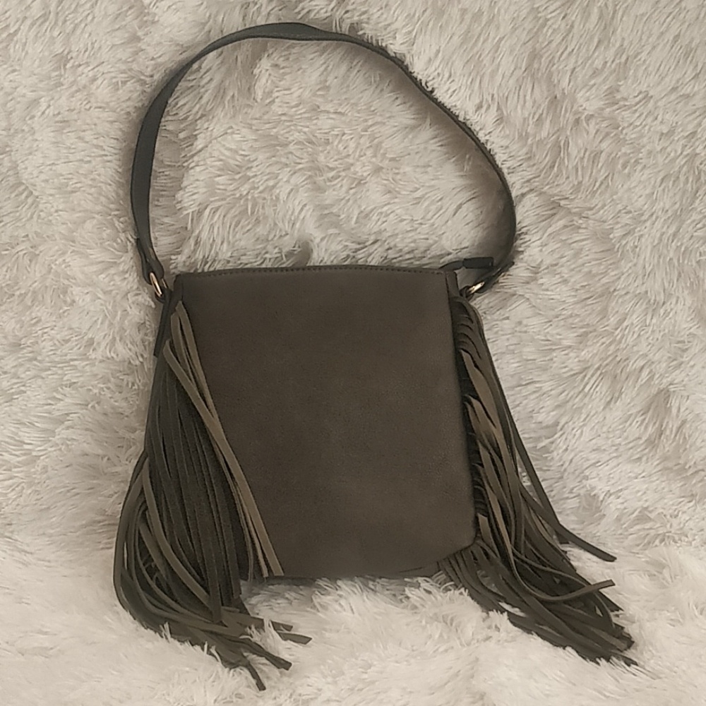 Grey Fringe Purse